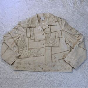 Lim's 100% Silk Embroidered Jacket Womens S Cream Beaded Dressy Evening